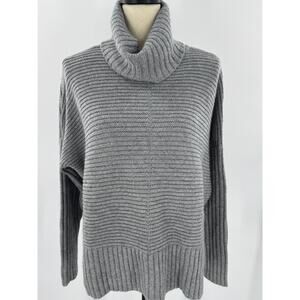 Autumn Cashmere Gray Cowl Neck Sweater Pullover Wool Knit Rib Turtleneck Small
